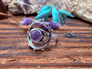 Amethyst Silver Eye Ring, Silver Plated Non Tarnish Ring, Boho Statement Ring, Evil Eye Inspired Ring, Gift for Her