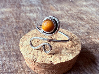 Spiral Tiger's Eye Silver Ring, Non Tarnish Jewellery Adjustable Silver Ring