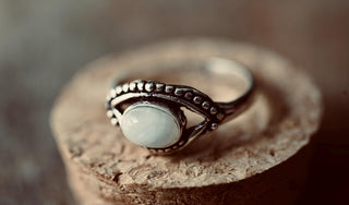 Silver Eye Ring with Moonstone – White Metal, Non-Tarnish, Boho Ring