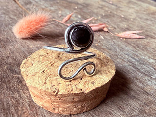 Spiral Silver Ring Black Onyx, Non Tarnish Jewellery Adjustable Silver Ring