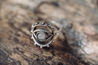 Moonstone Silver Eye Ring, Silver Plated Non Tarnish Ring, Boho Statement Ring, Evil Eye Inspired Ring, Gift for Her