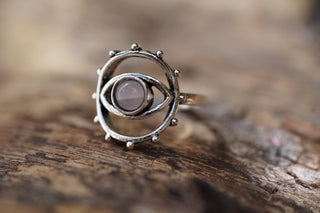 Moonstone Silver Eye Ring, Silver Plated Non Tarnish Ring, Boho Statement Ring, Evil Eye Inspired Ring, Gift for Her