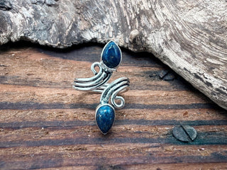 Silver Spiral Lapis Lazuli Adjustable Ring, Non Tarnish Ring, One size bohemian Ring for Her
