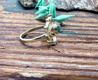 Large Labradorite Eye Ring, Eye Labradorite Ring, Unique Gemstone Ring, Brass Boho Ring