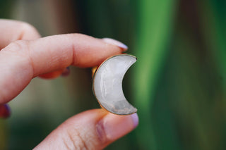 Crescent Moon Moonstone Brass Ring, Boho Jewellery , Spiritual Gift for Her