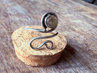 Spiral Silver Ring Labradorite, Non Tarnish Jewellery Adjustable Silver Ring