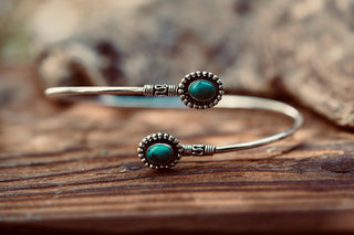 Silver Arm Bracelet Turquoise – Bali Style Silver Upper Arm Bracelet, Boho Goddess Jewellery, Adjustable Statement Arm Band