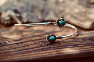 Silver Arm Bracelet Turquoise – Bali Style Silver Upper Arm Bracelet, Boho Goddess Jewellery, Adjustable Statement Arm Band