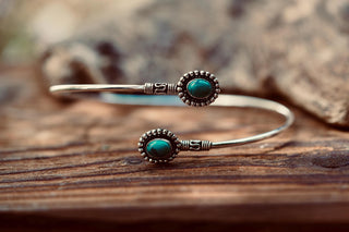 Silver Arm Bracelet Turquoise – Bali Style Silver Upper Arm Bracelet, Boho Goddess Jewellery, Adjustable Statement Arm Band