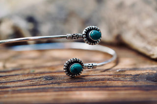 Silver Arm Bracelet Turquoise – Bali Style Silver Upper Arm Bracelet, Boho Goddess Jewellery, Adjustable Statement Arm Band