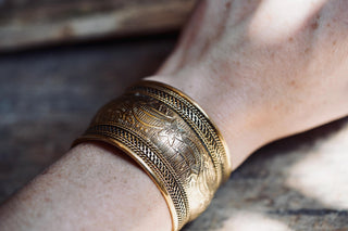 Boho Cuff Bracelet, Detailed Brass Bracelet, Bohemian Jewellery Gift for Her