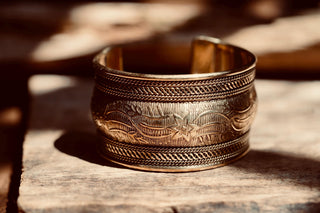 Boho Cuff Bracelet, Detailed Brass Bracelet, Bohemian Jewellery Gift for Her