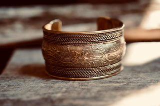 Boho Cuff Bracelet, Detailed Brass Bracelet, Bohemian Jewellery Gift for Her