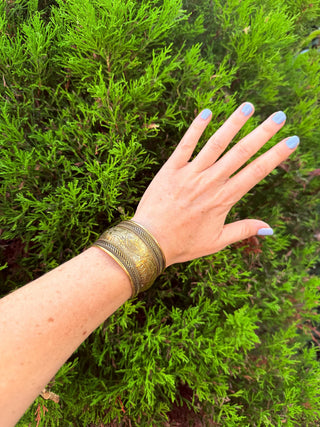 Boho Cuff Bracelet, Detailed Brass Bracelet, Bohemian Jewellery Gift for Her