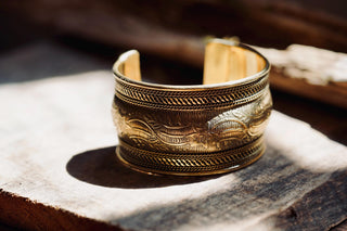 Boho Cuff Bracelet, Detailed Brass Bracelet, Bohemian Jewellery Gift for Her