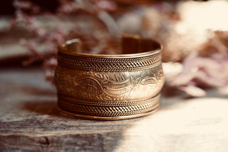 Boho Cuff Bracelet, Detailed Brass Bracelet, Bohemian Jewellery Gift for Her