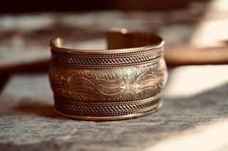 Boho Cuff Bracelet, Detailed Brass Bracelet, Bohemian Jewellery Gift for Her