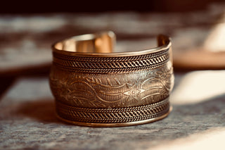Boho Cuff Bracelet, Detailed Brass Bracelet, Bohemian Jewellery Gift for Her