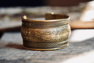Boho Cuff Bracelet, Detailed Brass Bracelet, Bohemian Jewellery Gift for Her