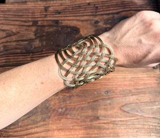 Large Woven Silver Cuff Bracelet, Boho Cuff Bracelet, Cosplay Jewellery, Celtic Knotwork