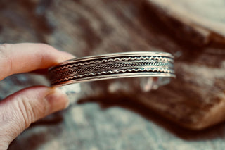 Silver Boho Cuff Bracelet, Textured Beaded Bracelet, Bohemian Jewellery Gift for Her