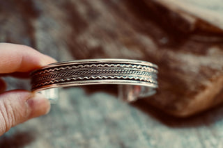 Silver Boho Cuff Bracelet, Textured Beaded Bracelet, Bohemian Jewellery Gift for Her