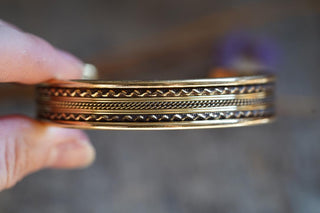 Boho Cuff Bracelet, Textured Beaded Brass Bracelet, Bohemian Jewellery Gift for Her