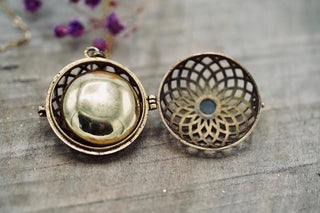 Silver Bola Necklace Brass & Amethyst / Pregnancy / Hypoallergenic / Harmony Ball / Chimes / Bell / Vegan / Ethnic / Boho / Hippie /