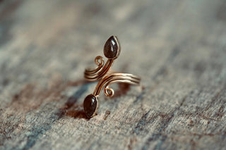 Labradorite Spiral Brass Ring Adjustable Ring, One size bohemian Stone Ring for Her