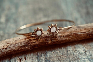 Rose Quartz Flower Bracelet, Boho Bangle for Women, Bohemian Gift for Her