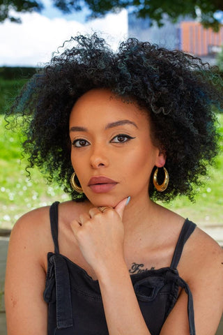 Gold Chunky Hoops, Thick Earrings Beaded Edges, Bohemian Queen Style
