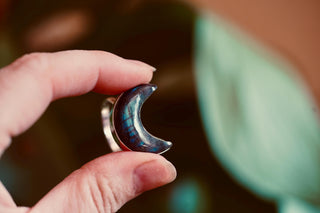 Chunky Moon Labradorite Silver Ring, Boho Ring, Spiritual Gift for Her