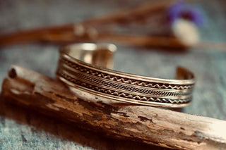 Boho Cuff Bracelet, Textured Beaded Brass Bracelet, Bohemian Jewellery Gift for Her