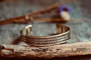 Boho Cuff Bracelet, Textured Beaded Brass Bracelet, Bohemian Jewellery Gift for Her