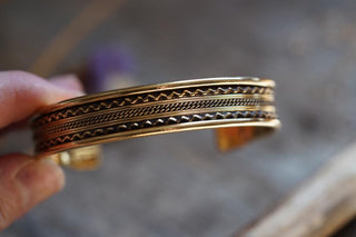 Boho Cuff Bracelet, Textured Beaded Brass Bracelet, Bohemian Jewellery Gift for Her