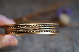 Boho Cuff Bracelet, Textured Beaded Brass Bracelet, Bohemian Jewellery Gift for Her