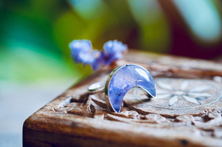 Chunky Amethyst Moon Silver Ring, Boho Jewellery, Spiritual Gift for Her , Women's Ring Astrology Jewellery