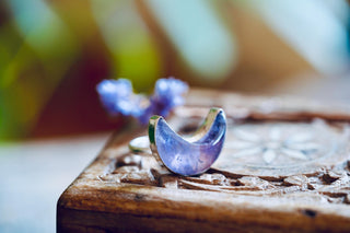 Chunky Amethyst Moon Silver Ring, Boho Jewellery, Spiritual Gift for Her , Women's Ring Astrology Jewellery