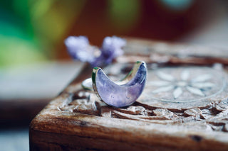 Chunky Amethyst Moon Silver Ring, Boho Jewellery, Spiritual Gift for Her , Women's Ring Astrology Jewellery