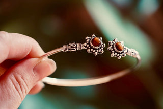 Tiger Eye Silver Bangle, Bali Style Silver Bracelet, Boho Bangle, Bohemian Silver Bracelet