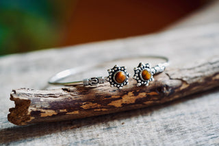 Tiger Eye Silver Bangle, Bali Style Silver Bracelet, Boho Bangle, Bohemian Silver Bracelet