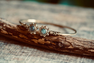 Labradorite Brass Bracelet, Brass Boho Bangle, Bohemian Gift