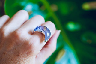 Chunky Amethyst Moon Silver Ring, Boho Jewellery, Spiritual Gift for Her , Women's Ring Astrology Jewellery