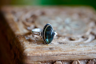 Chunky Labradorite Silver Ring, Non Tarnish Silver Plated Womens Ring, Boho Ring Ethnic Style Jewellery
