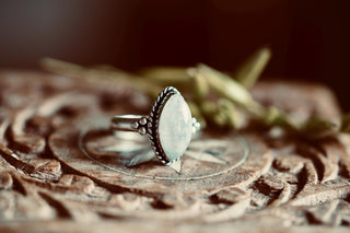Chunky Moonstone Silver Ring, Non Tarnish Silver Plated Women's Ring, Boho Ring Ethnic Style Jewellery