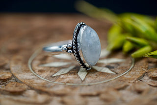 Chunky Moonstone Silver Ring, Non Tarnish Silver Plated Women's Ring, Boho Ring Ethnic Style Jewellery