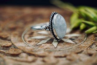 Chunky Moonstone Silver Ring, Non Tarnish Silver Plated Women's Ring, Boho Ring Ethnic Style Jewellery