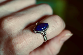 Chunky Lapis Lazuli Silver Ring, Non Tarnish Silver Plated Women's Ring, Boho Ring Ethnic Style Jewellery
