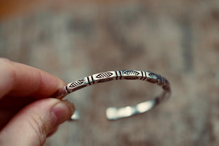 Engraved Silver Cuff Bracelet | Boho Statement Bangle | Adjustable Brass Bracelet | Tribal Inspired Jewellery | Gift for Her