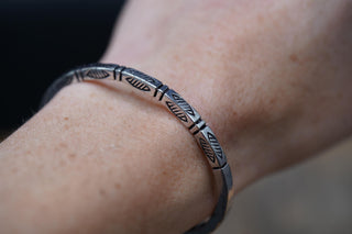 Engraved Silver Cuff Bracelet | Boho Statement Bangle | Adjustable Brass Bracelet | Tribal Inspired Jewellery | Gift for Her